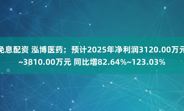 免息配资 泓博医药：预计2025年净利润3120.00万元~3810.00万元 同比增82.64%~123.03%