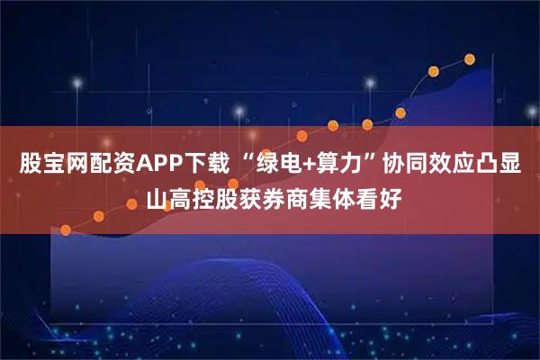 股宝网配资APP下载 “绿电+算力”协同效应凸显 山高控股获券商集体看好